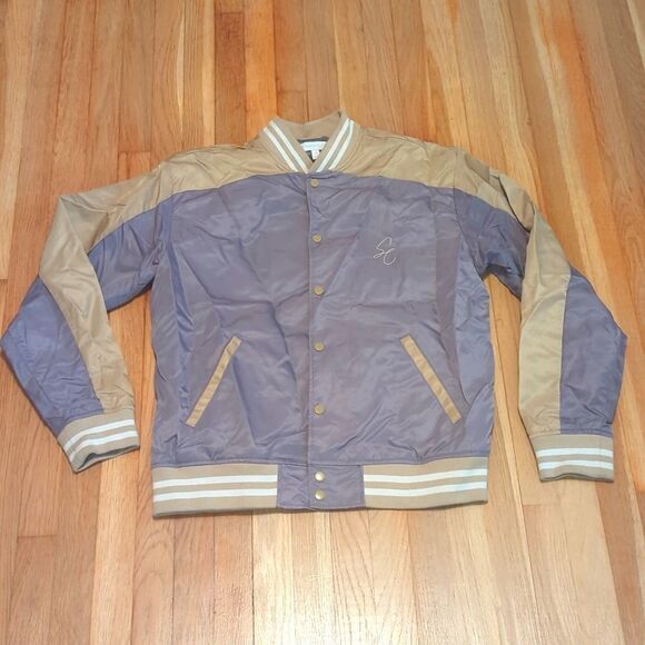 Urban Outfitters standard cloth gray and tan bomber satin nylon jacket - Picture 2 of 5
